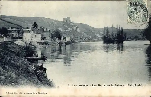 Ak Les Andelys Eure, Les Bords de la Seine au Petit Andely