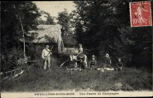 Ak Pavillons sous Bois Seine-Saint-Denis, Partie de Campagne