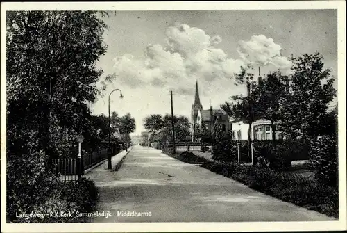 Ak Middelharnis Südholland, Langeweg R. K. Kerk Sommelsdijk 