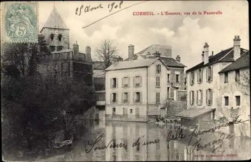 Ak Corbeil Essonne, Essonne vue de la Passerelle
