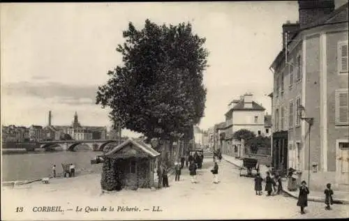 Ak Corbeil Essonne, Le Quai de la Pécherie