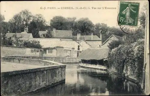 Ak Corbeil Essonne, Vue sur l´Essonnes