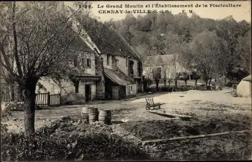 Ak Cernay la Ville Yvelines, Grand Moulin et Établissement de la Pisciculture