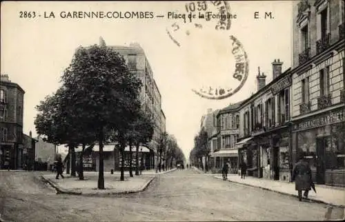 Ak La Garenne Colombes Hauts de Seine, Place de la Fontaîne