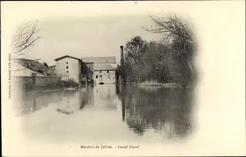 Ak Jolivet Meurthe et Moselle, Moulins, Canal d'aval, Schornstein, Häuser