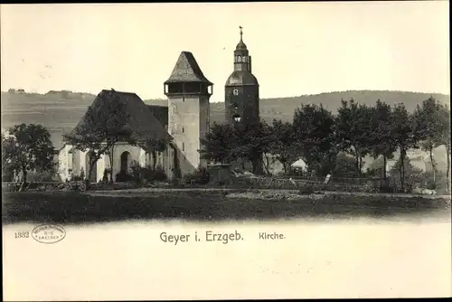 Ak Geyer im Erzgebirge Sachsen, Kirche, Turm