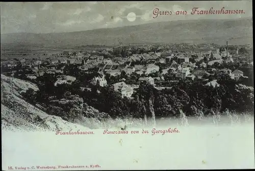 Mondschein Ak Bad Frankenhausen am Kyffhäuser Thüringen, Panorama von der Georgshöhe