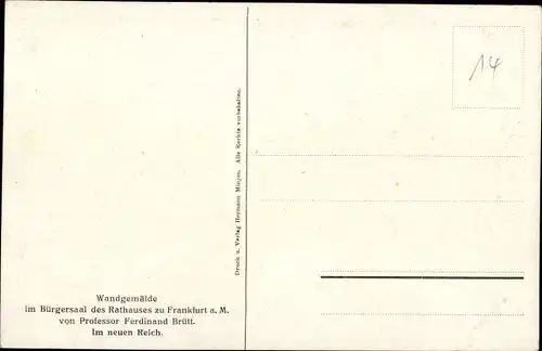 Künstler Ak Brütt, F., Frankfurt am Main, Im neuen Reich, Wandgemälde im Bürgersaal des Rathauses