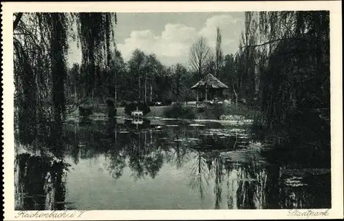 Ak Reichenbach im Vogtland, Stadtpark, Teich