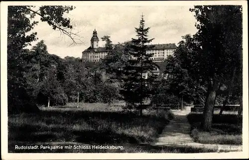 Ak Rudolstadt in Thüringen, Parkpartie, Schloss Heidecksburg