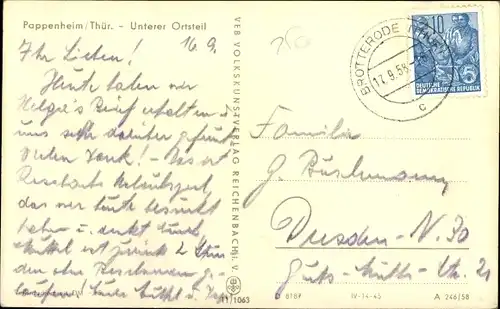 Ak Pappenheim im Altmühltal, Panorama, Unterer Ortsteil