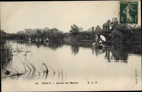 Ak Esbly Seine et Marne, Bords de la Marne