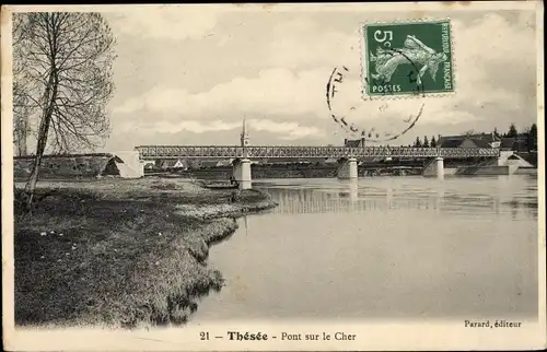Ak Thésée Loir et Cher, Pont sur le Cher