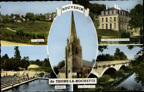 Ak Thoré-la-Rochette Loir et Cher, Gesamtansicht, Kirche, Schloss