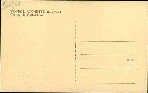 Ak Thoré-la-Rochette Loir et Cher, Château de Rochambeau