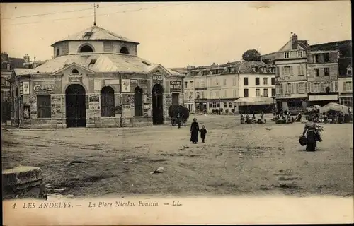 Ak Les Andelys Eure, Place Nicolas Poussin