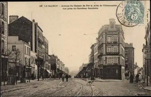 Ak Le Raincy Seine Saint Denis, Avenue du Chemin de Fer et Allée de Villemonble