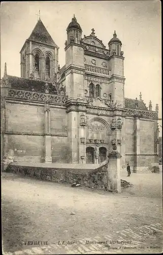 Ak Vétheuil Val-d´Oise, L´Eglise, Monument Historique