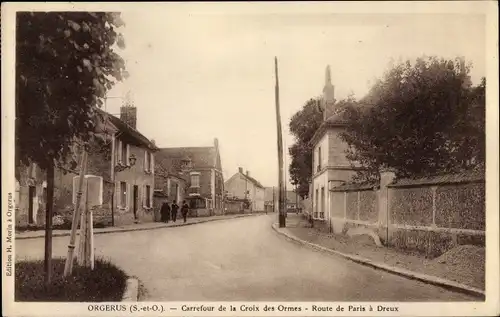 Ak Orgerus Behoust Yvelines, Carrefour de la Croix des Ormes, Route de Paris à Dreux