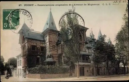 Ak Poissy Yvelines, Constructions originales de l'Avenue de Migneaux