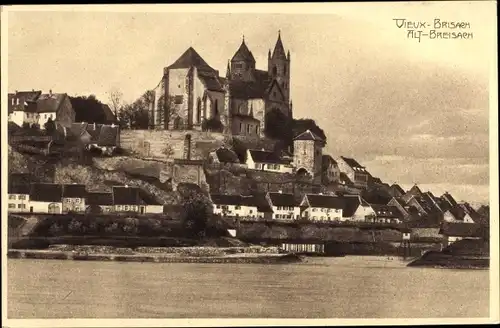 Ak Neuf Brisach Neubreisach Elsass Haut Rhin, Teilansicht mit Kirche