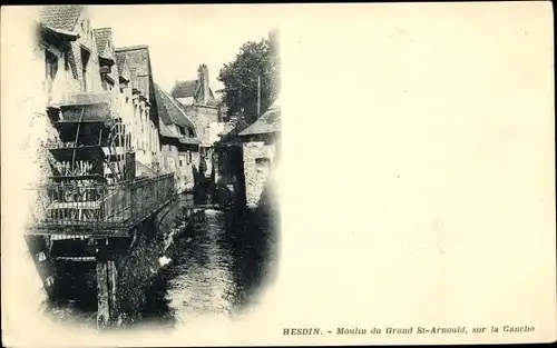 Ak Hesdin Pas de Calais, Moulin du Grand St Arnould sur la Ganche