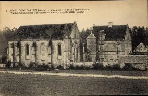 Ak Montigny L'Allier Aisne, Vue generale de la Commanderie, Ancien Couvent des Chevaliers, Chapelle