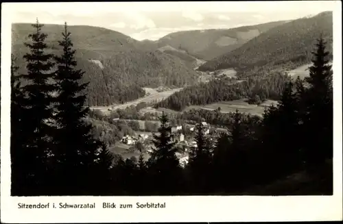 Ak Sitzendorf in Thüringen, Panorama zum Sorbitztal