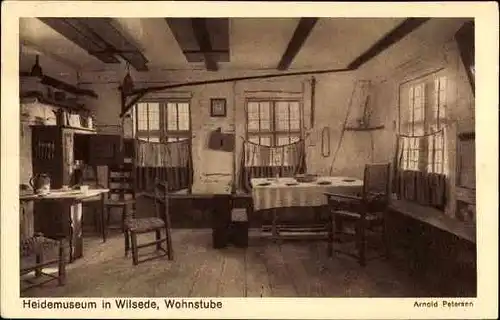 Ak Wilsede Bispingen in der Lüneburger Heide, Heidemuseum, Wohnstube, Arnold Petersen