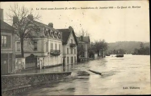 Ak La Ferté-sous-Jouarre Seine-et-Marne, Inondations de Janvier 1910, Quai de Marine