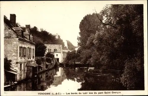 Ak Vendôme Loir et Cher, Les bords du Loir vus du pont Saint Georges