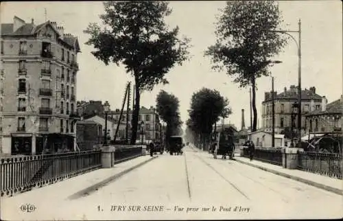 Ak Ivry sur Seine Val de Marne, Vue prise du Pont Henry