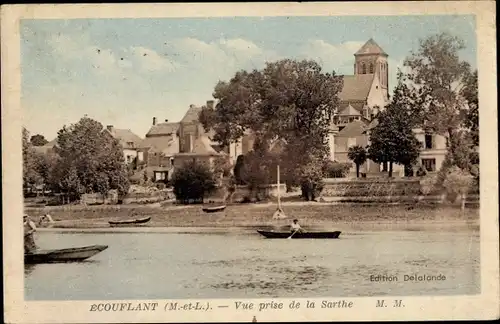 Ak Écouflant Maine et Loire, Vue prise de la Sarthe