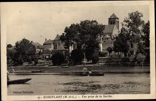 Ak Écouflant Maine et Loire, Vue prise de la Sarthe