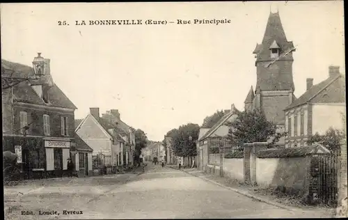 Ak La Bonneville Eure, Rue Principale