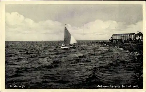 Ak Harderwijk Gelderland, Met een briesje in het zeil