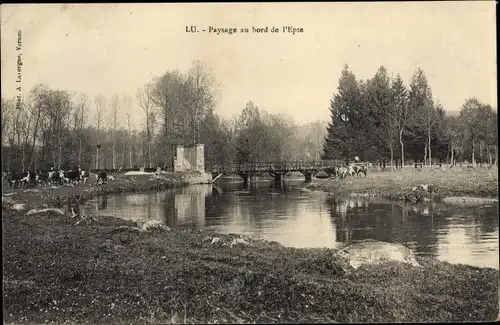 Ak Bray-Lu Val d'Oise, Au Bord de l´Epte