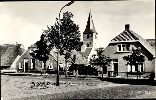 Ak Diever Drenthe Niederlande, Dorpsgezicht, Kerk