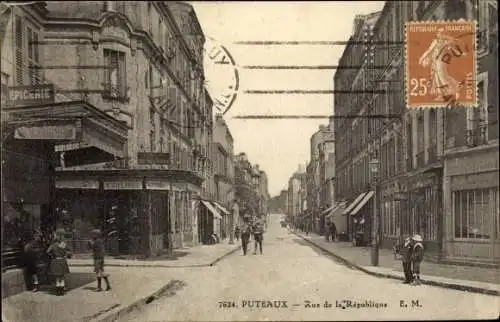 Ak Puteaux Hauts de Seine, Rue de la Republique, Epicerie