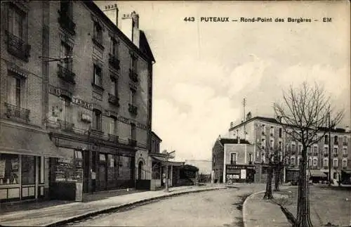 Ak Puteaux Hauts de Seine, Rond-Point des Bergeres, Café