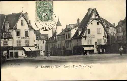 Ak Cusset Allier, Place Victor Hugo, Fabrique des Meubles, Horlogerie