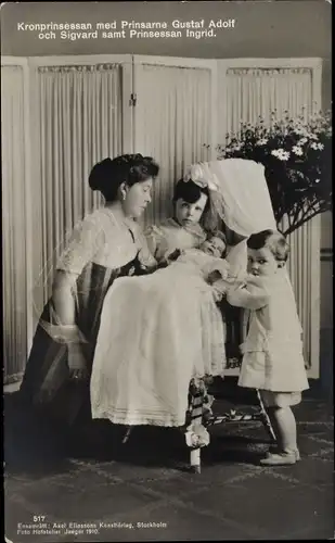 Ak Kronprinzessin von Schweden, Margaret of Connaught, Gustav Adolf, Sigvard, Ingrid