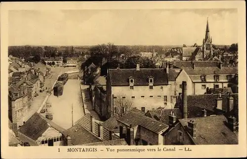 Ak Montargis Loiret, Vue Panoramique vers le Canal