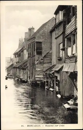 Ak Montargis Loiret, Maisons sur l´eau