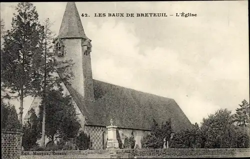 Ak Les Baux de Breteuil Eure, L´Église