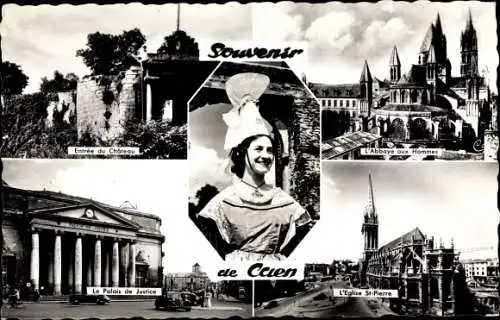 Ak Caen Calvados, Abbaye aux Hommes, Église Saint Pierre, Château