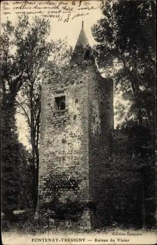 Ak Fontenay Trésigny Seine et Marne, Ruines du Vivier