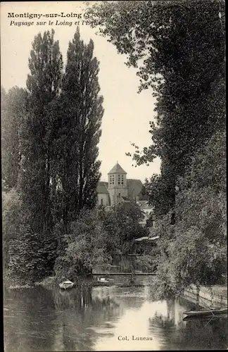 Ak Montigny sur Loing Seine et Marne, Paysage sur le Loing