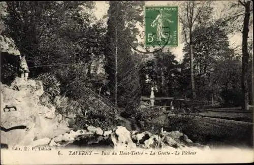 Ak Taverny Val d'Oise, Parc du Haut Tertre, La Grotte, Le Pêcheur