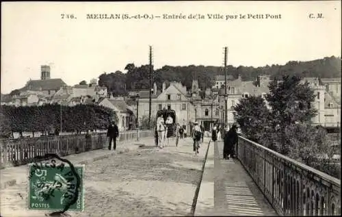 Ak Meulan Yvelines, Entree de la Ville par le Petit Pont